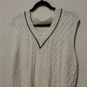 White Cable Knit Sweater Vest